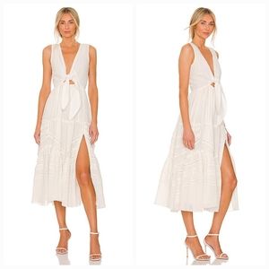 Hemant and Nandita Juhi Midi Dress in White XS NWT